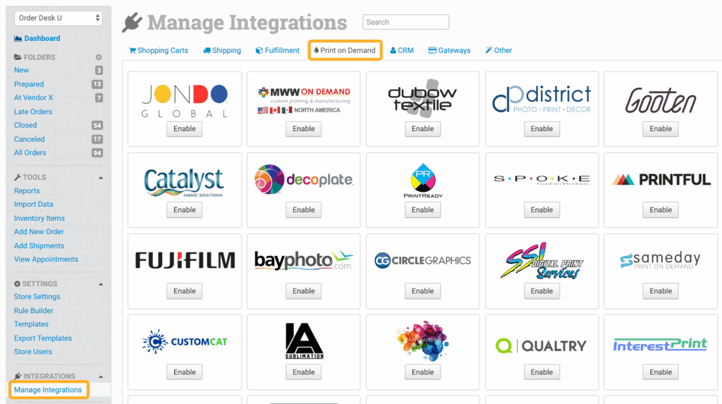 Print Geek Original integration under the Print on Demand tab