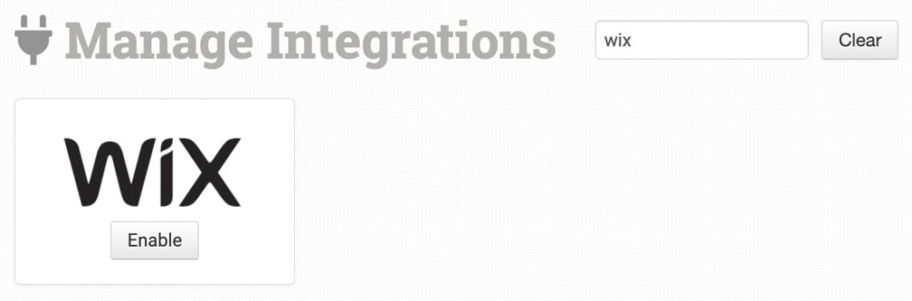 Searching for the Wix integration