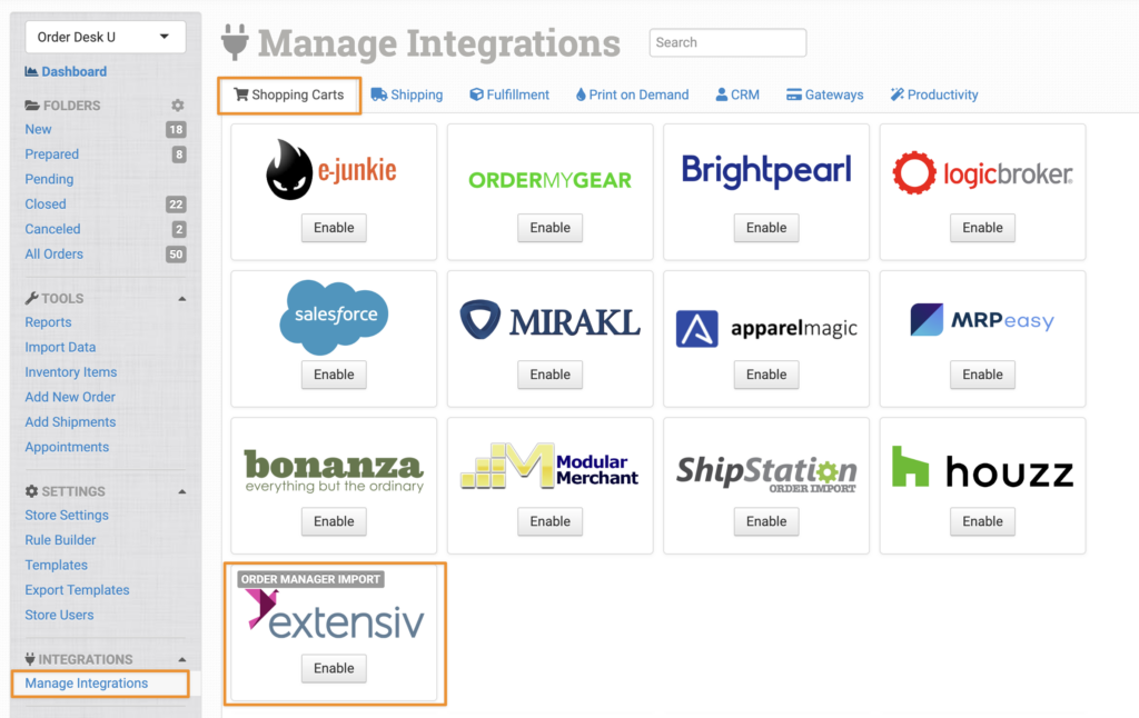 Extensiv Order Manager integration in Order Desk