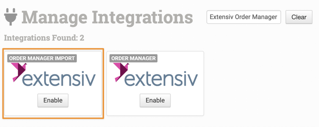 Search result for Extensiv Order Manager import integration