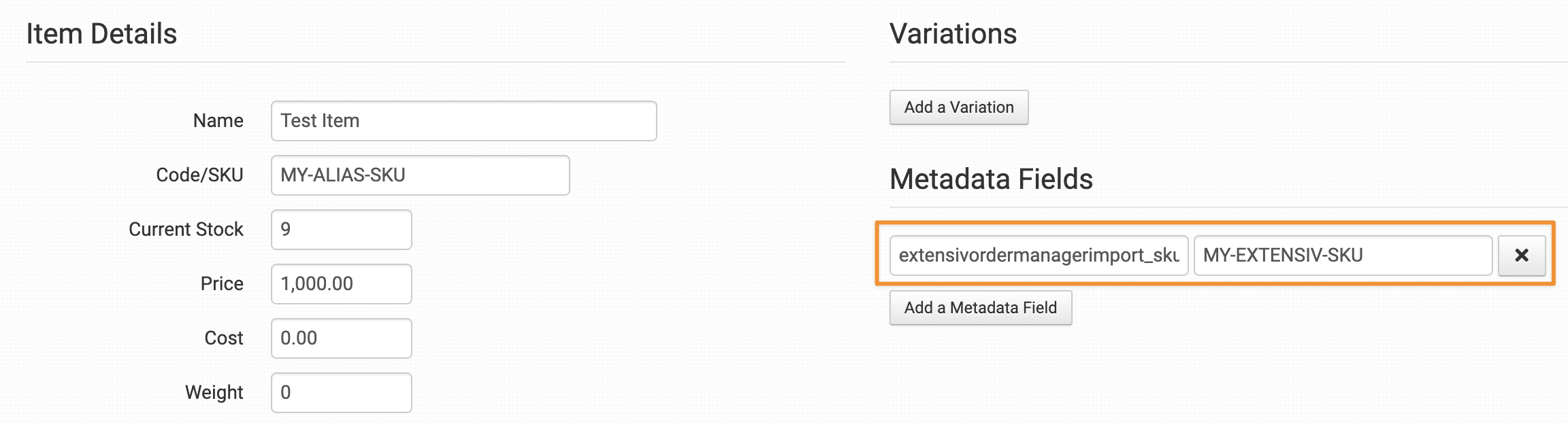 Sync Inventory setting in the Extensiv Order Manager integration